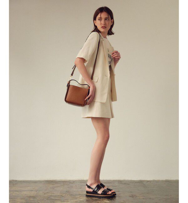 allureville「【セットアップ対応可能】リネンコンシャークスキンハーフスリーブジャケット」|テーラードジャケット|