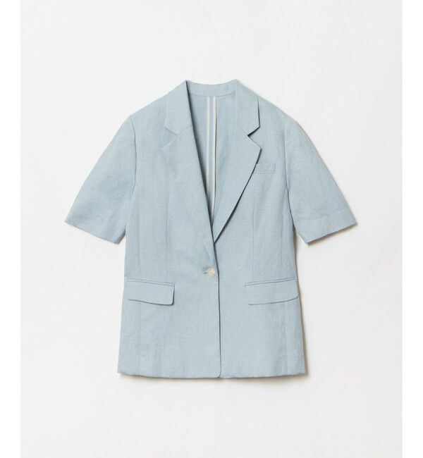 allureville「【セットアップ対応可能】リネンコンシャークスキンハーフスリーブジャケット」|テーラードジャケット|