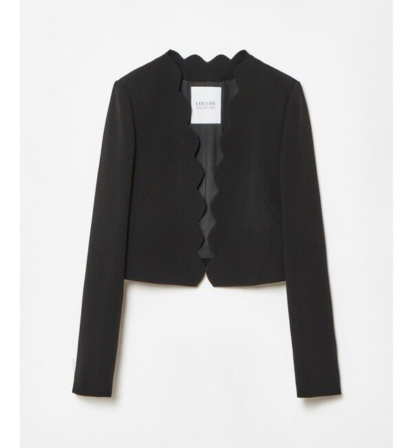 LOULOU WILLOUGHBY「【LOULOU WILLOUGHBY】ダブルクロススカラップジャケット」|ノーカラージャケット|