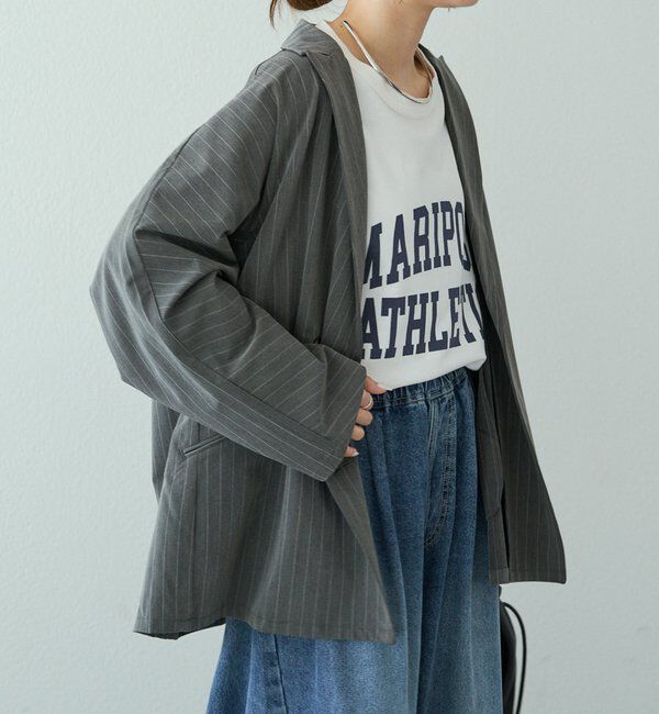  「【セットアップ対応】ダブルデザインストレッチテーラードジャケット」|テーラードジャケット|