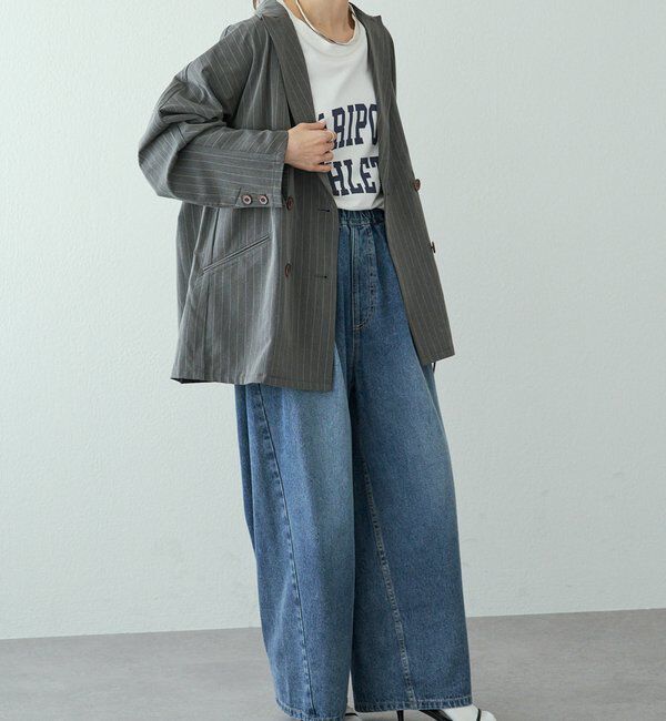  「【セットアップ対応】ダブルデザインストレッチテーラードジャケット」|テーラードジャケット|