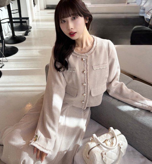  「【miyabi企画】フリルツイードキャミワンピ」|その他|