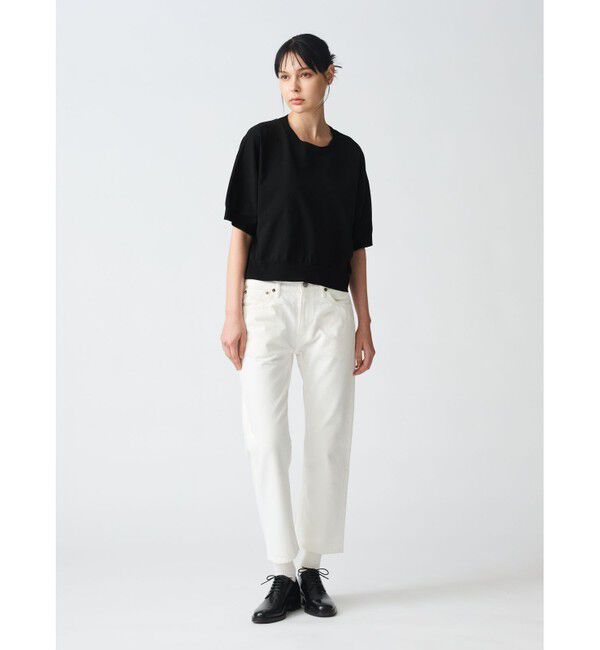 mizuiro ind「mizuiro ind クルーネックハーフスリーブプルオーバー」|ニット・セーター|