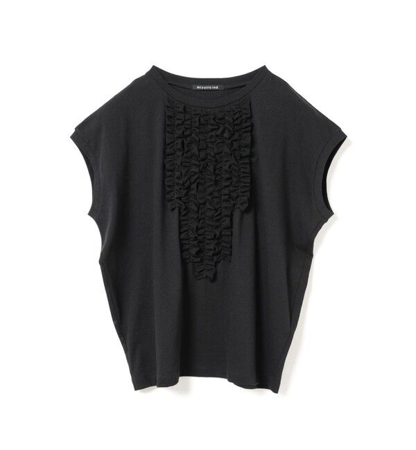 mizuiro ind「mizuiro ind フレンチスリーブフリルプルオーバー」|Tシャツ・カットソー|ブラック