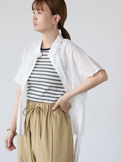 Lugnoncure「無地/柄アソートサイドドロストシャツ」|シャツ・ブラウス|オフホワイト