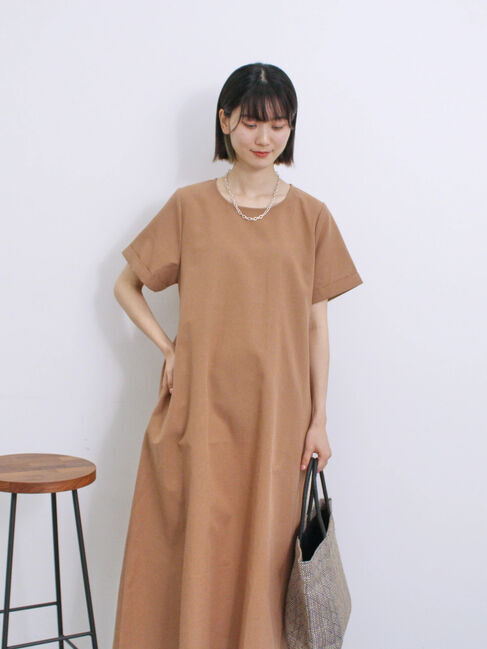 Samansa Mos2 blue「【イージーケア】リネン混マキシフレアワンピース」|ワンピース|