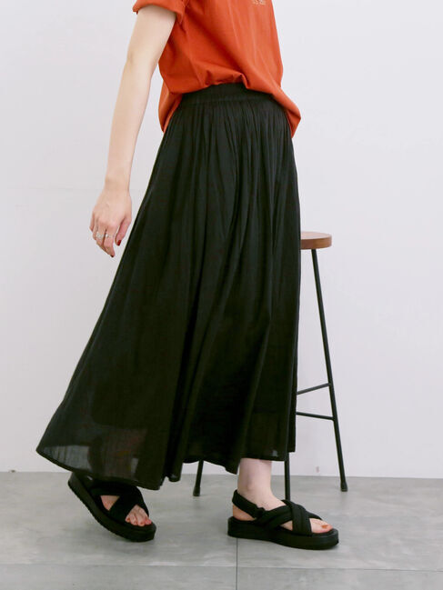 Samansa Mos2 blue「【Made in India】ボイルギャザースカート」|スカート|