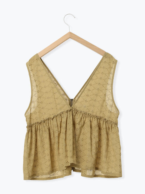 Samansa Mos2 blue「カットワークレースベスト」|シャツ・ブラウス|