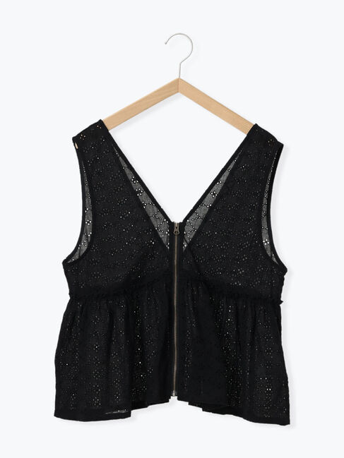 Samansa Mos2 blue「カットワークレースベスト」|シャツ・ブラウス|