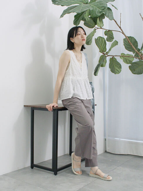 Samansa Mos2 blue「カットワークレースベスト」|シャツ・ブラウス|