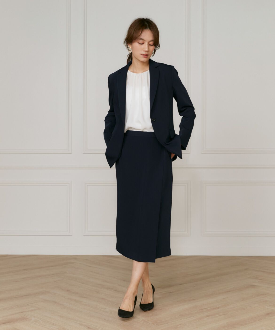 INED「アシンメトリータックスカート」|タイト|