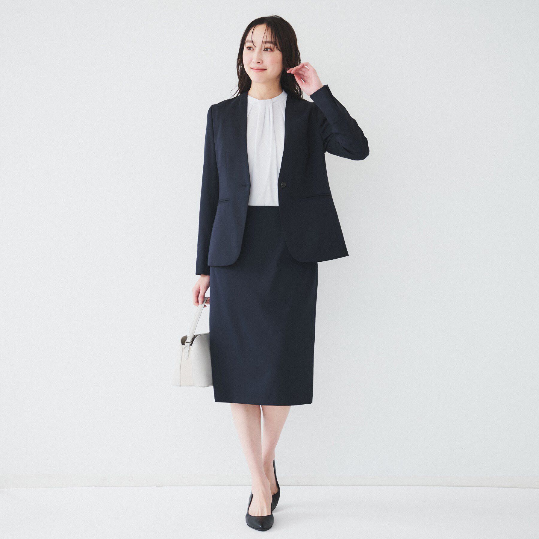 UNTITLED「レジェールギャバ 背抜きカラーレスジャケット」|ノーカラージャケット|