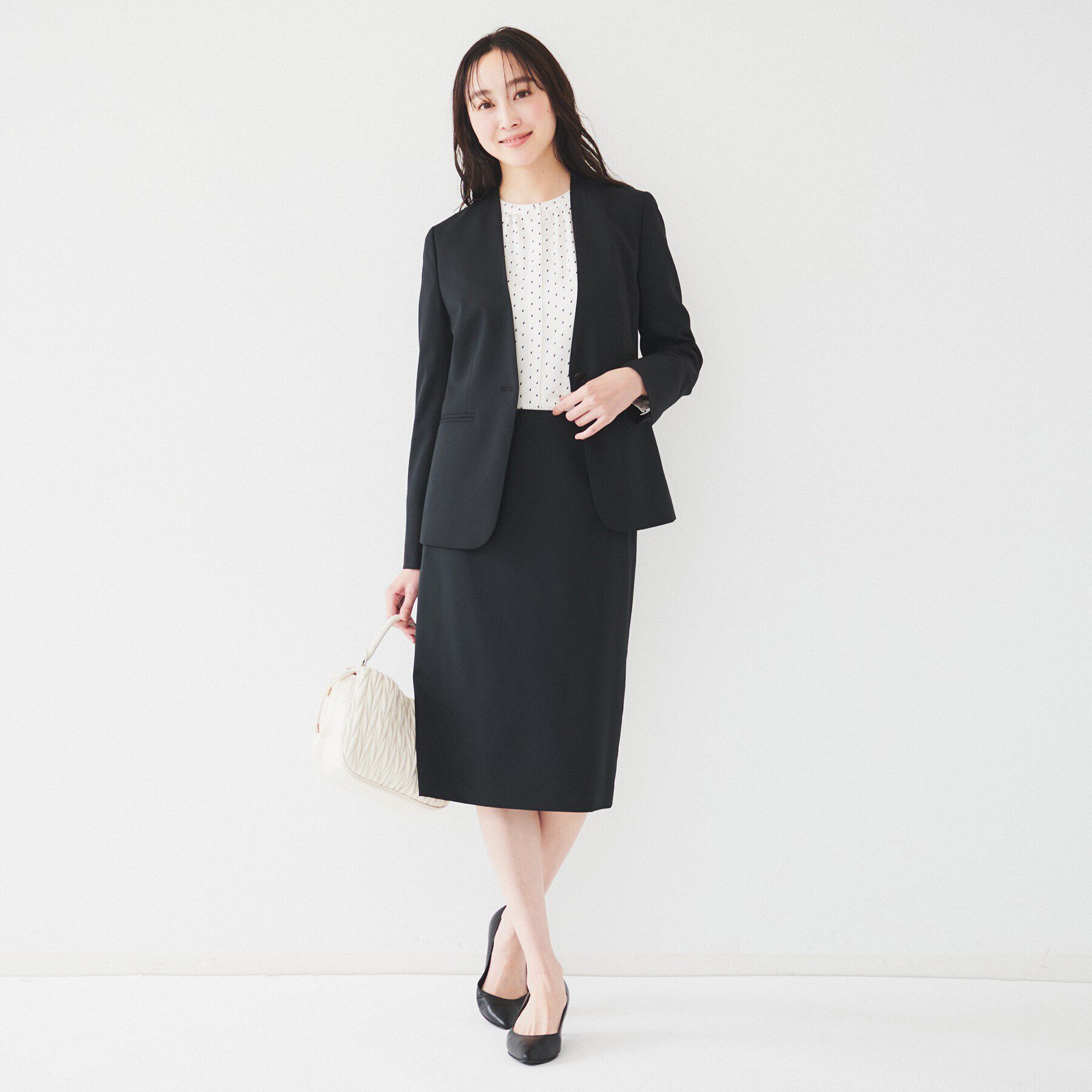 UNTITLED「レジェールギャバ 背抜きカラーレスジャケット」|ノーカラージャケット|