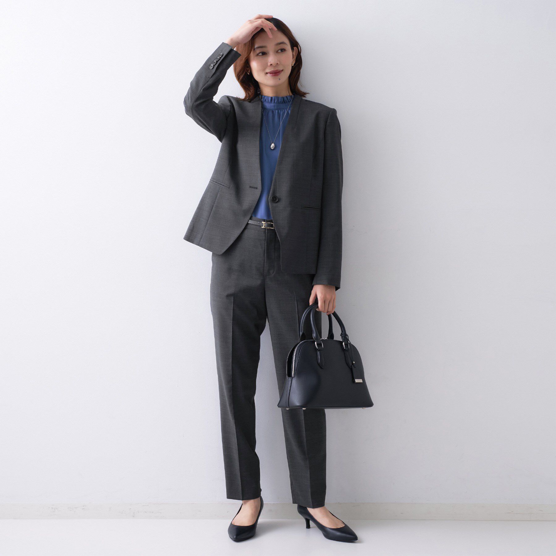 UNTITLED「【仕事着/スーツ】プレミアムカラーレスジャケット」|ノーカラージャケット|