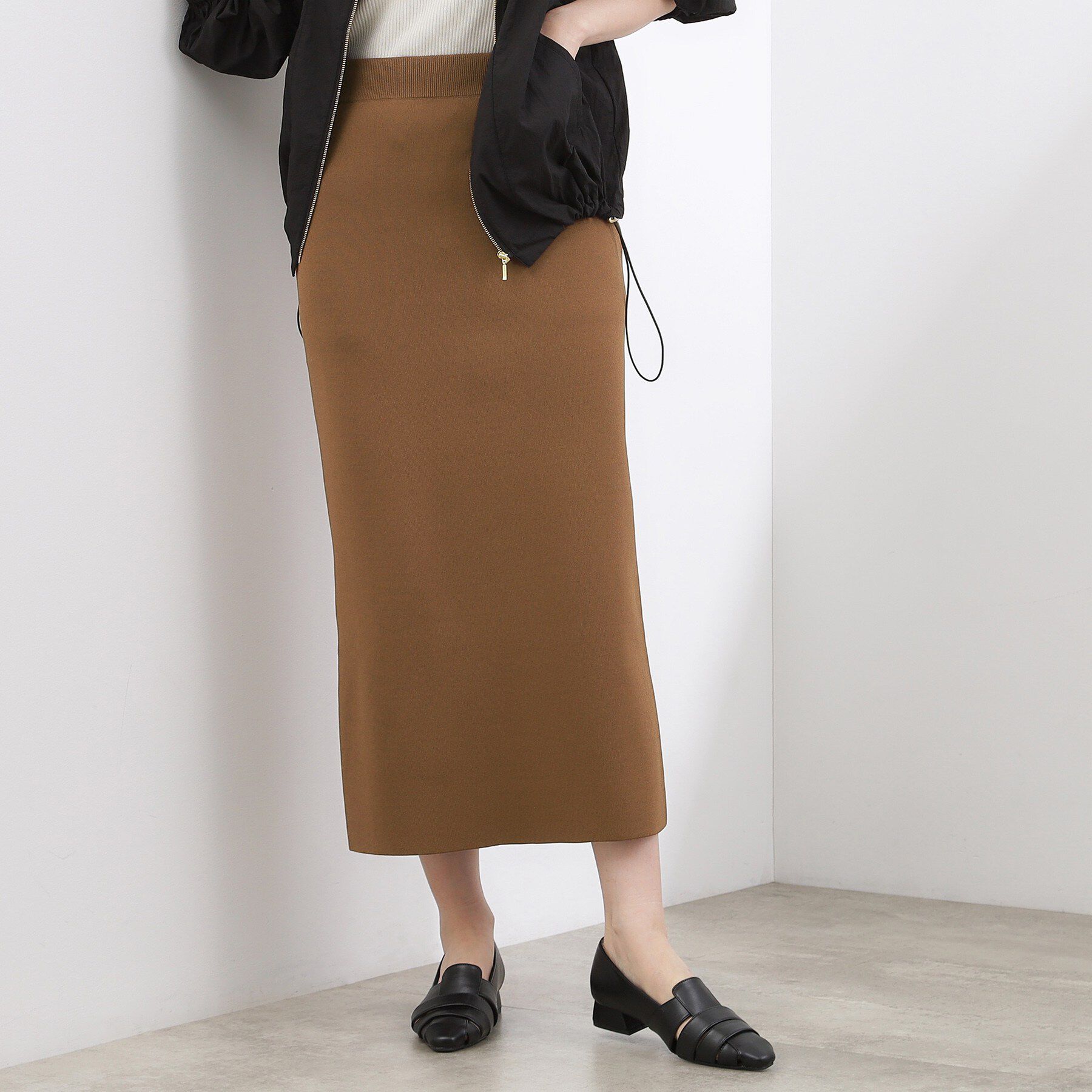 grove「【貴島明日香さん着用】洗濯機で洗えるニットナロースカート」|スカート|