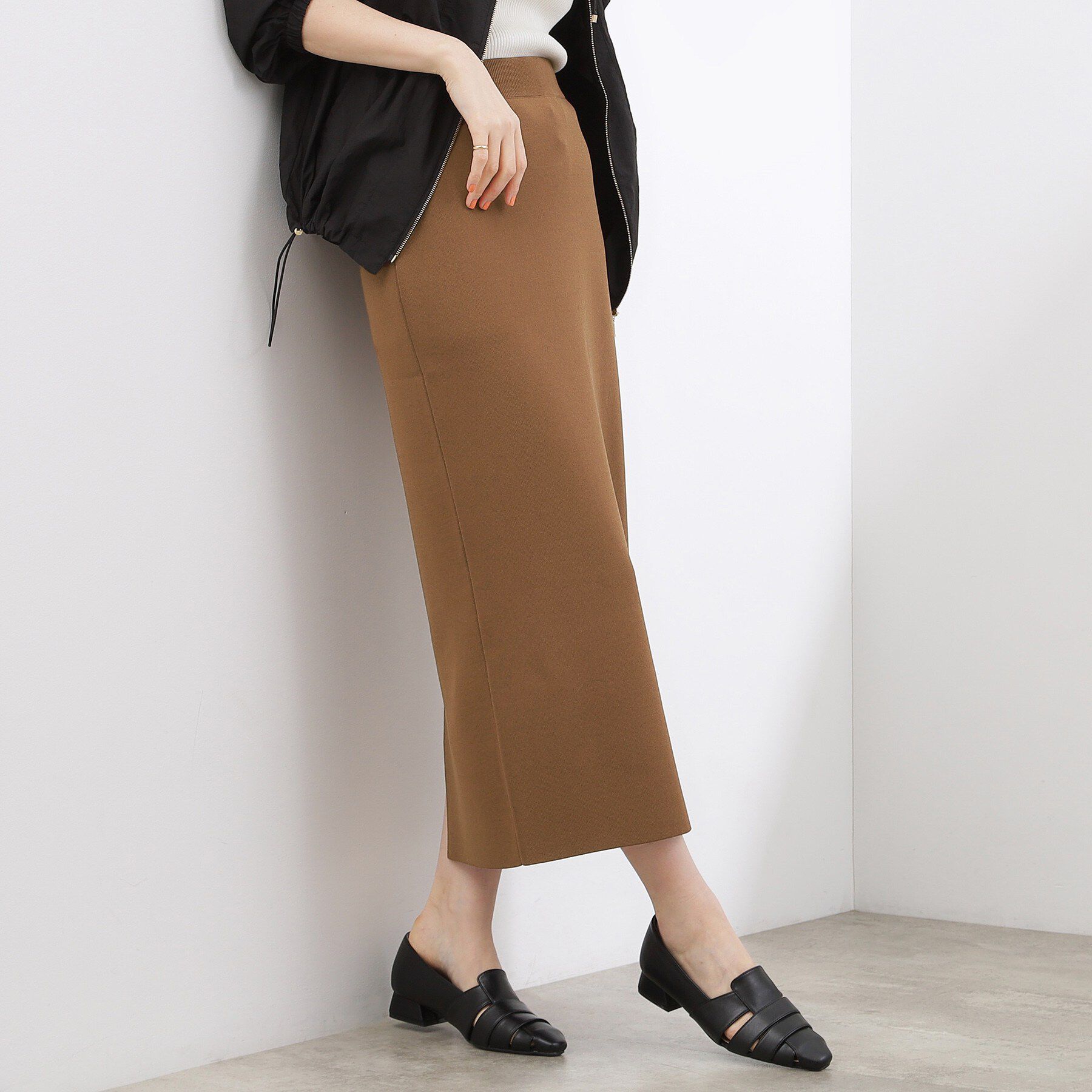 grove「【貴島明日香さん着用】洗濯機で洗えるニットナロースカート」|スカート|チョコブラウン(04