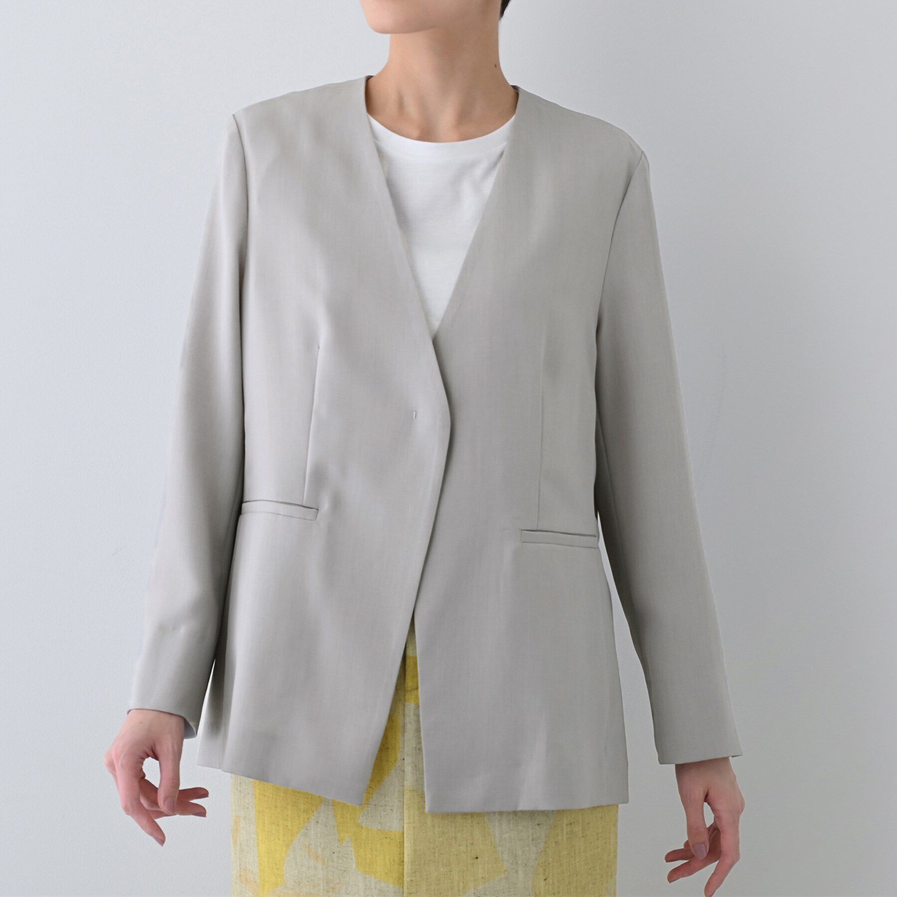 INDIVI「【洗える／バックシャン】ハンサムノーカラージャケット」|ノーカラージャケット|