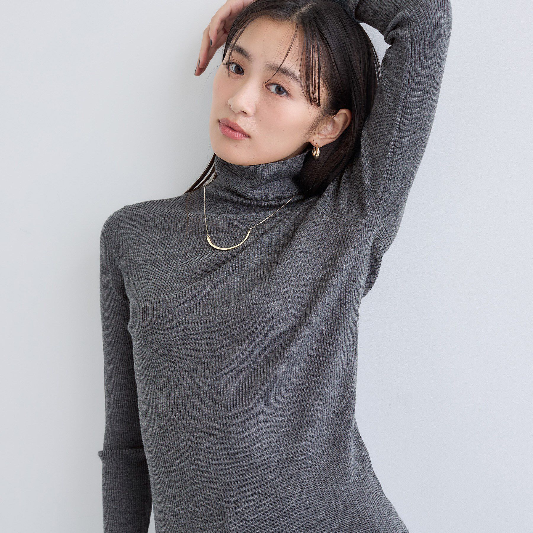 INDIVI「【洗える／毛玉になりにくい】エクストラファインウール リブタートルニット」|ニット・セーター|