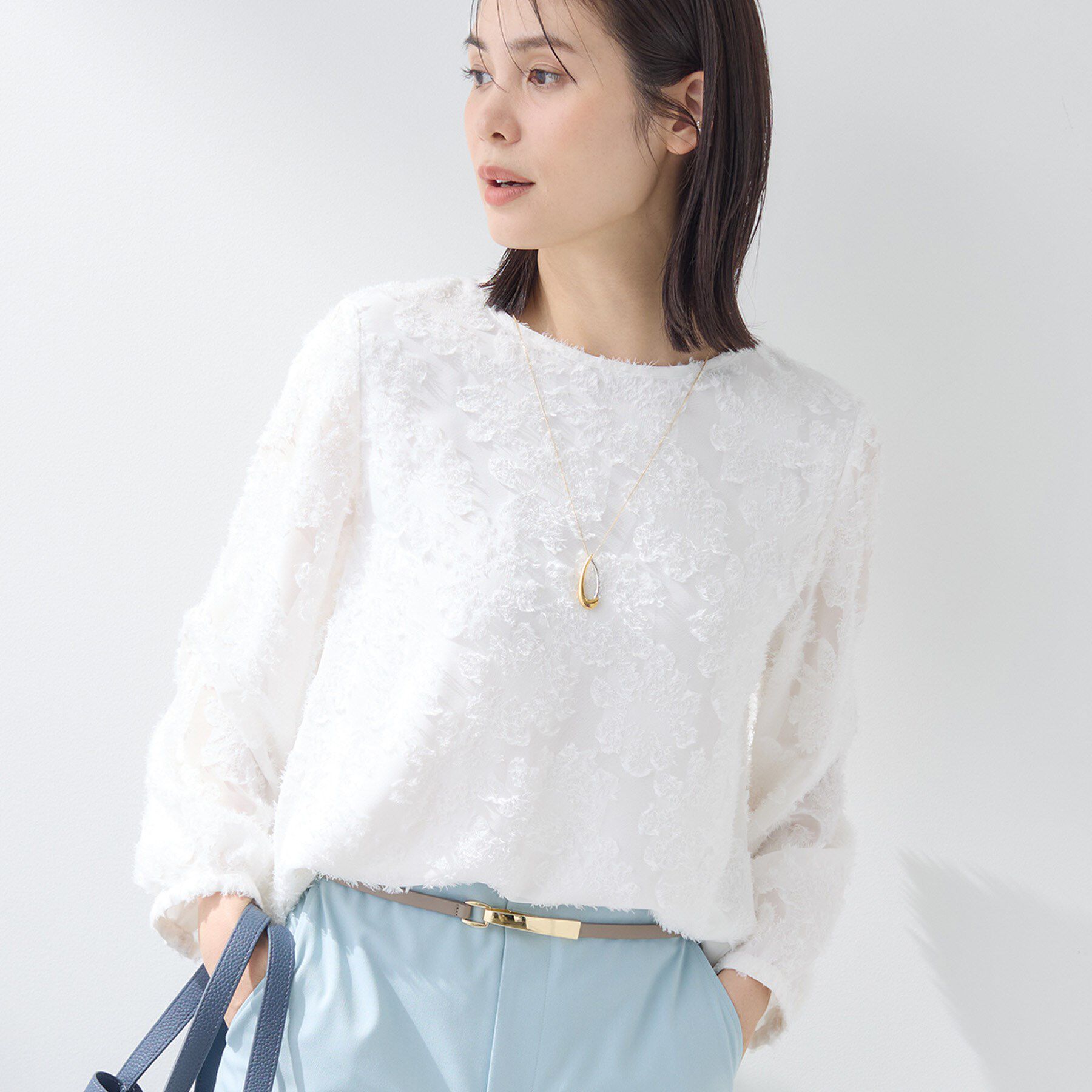 INDIVI「【華やか／大人シアー／セレモニー】カットフリンジブラウス」|シャツ・ブラウス|