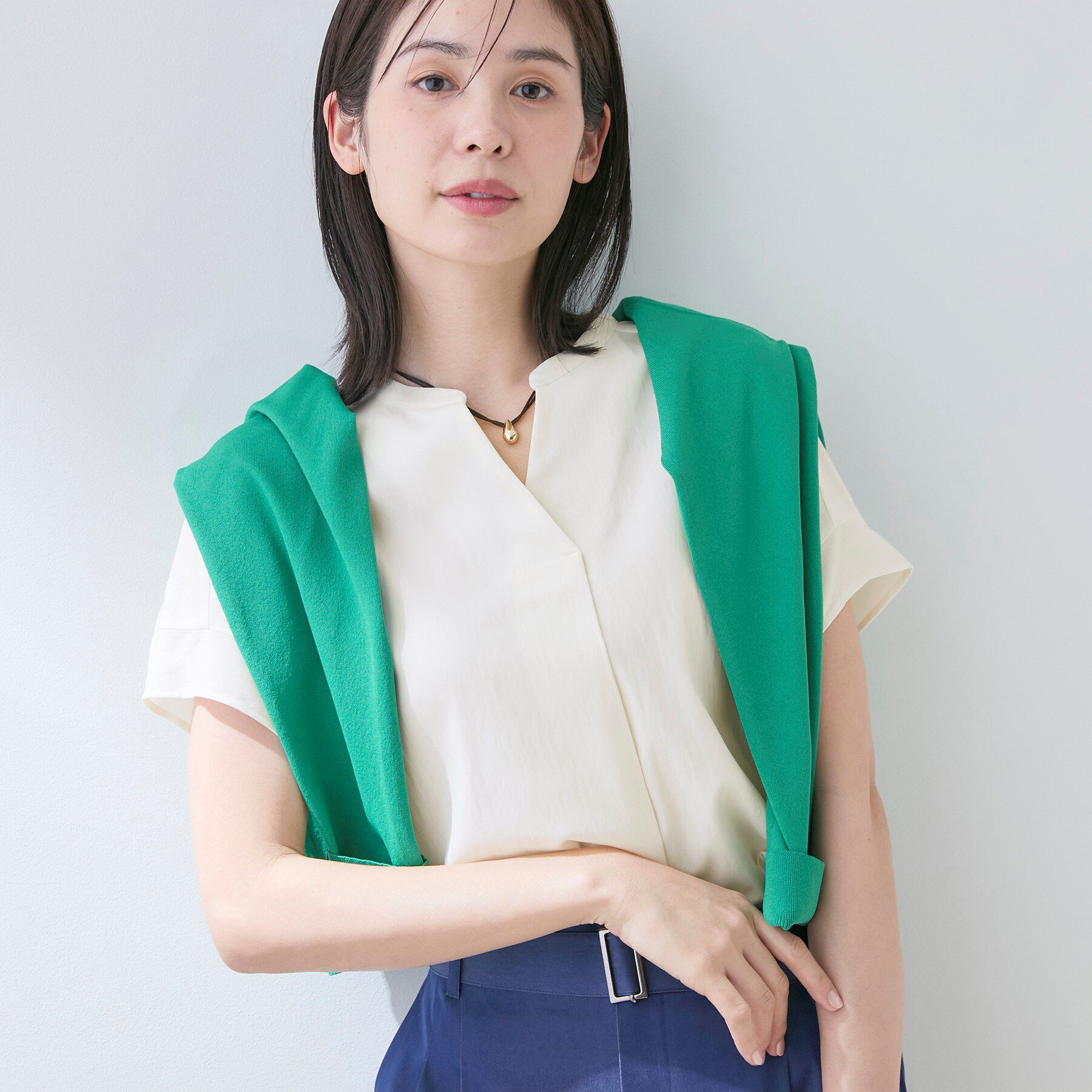 INDIVI「【洗える／SETUP可能】スキッパーブラウス」|シャツ・ブラウス|オフホワイト(003