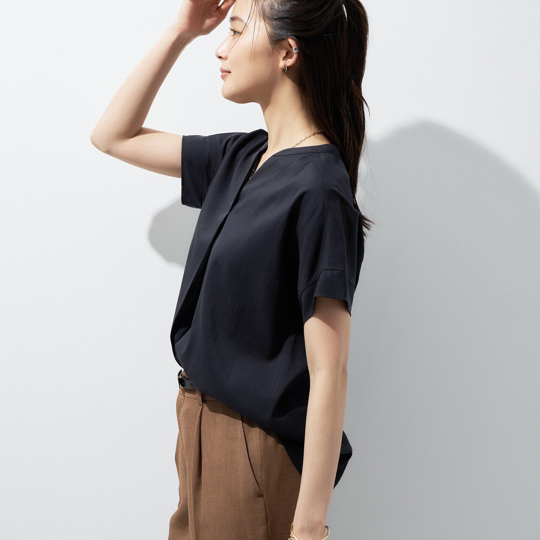 INDIVI「【洗える／SETUP可能】スキッパーブラウス」|シャツ・ブラウス|