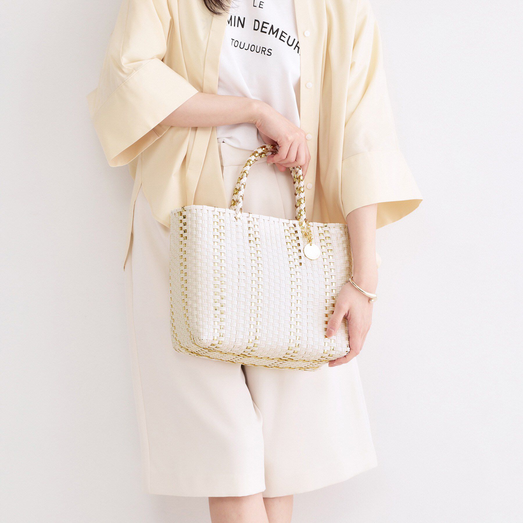 OPAQUE.CLIP「バイカラーミドルメルカドバッグ」|トートバッグ|