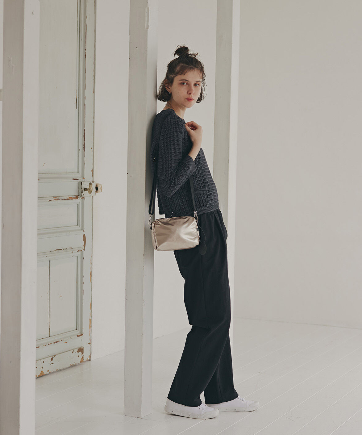  「◆≪ウォッシャブル≫ミドルゲージギマ地柄クルーネックプルオーバー」|ニット・セーター|