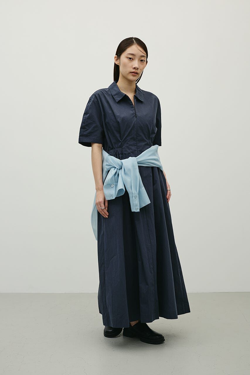 STYLEMIXER「ウエストギャザーシャツワンピース」|ワンピース|BLK