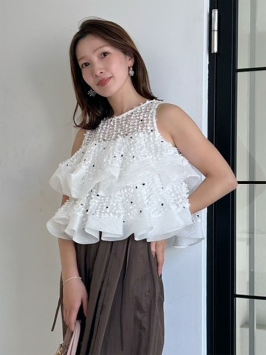 SNIDEL「ラッフルジャガードボリュームブラウス」|シャツ・ブラウス|