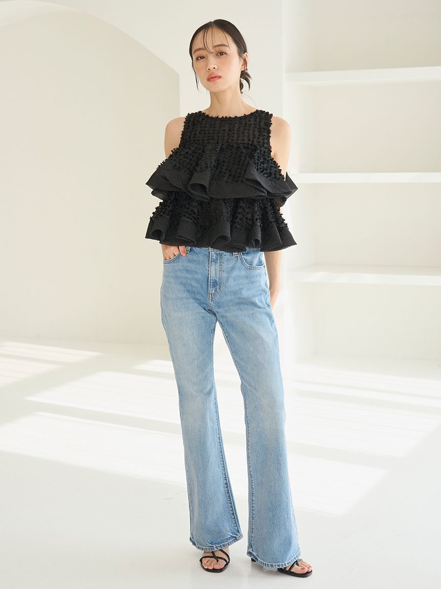 SNIDEL「ラッフルジャガードボリュームブラウス」|シャツ・ブラウス|