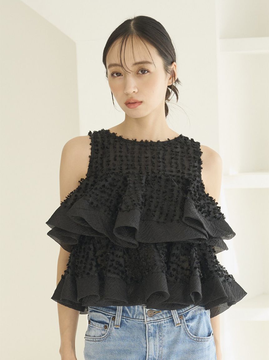 SNIDEL「ラッフルジャガードボリュームブラウス」|シャツ・ブラウス|