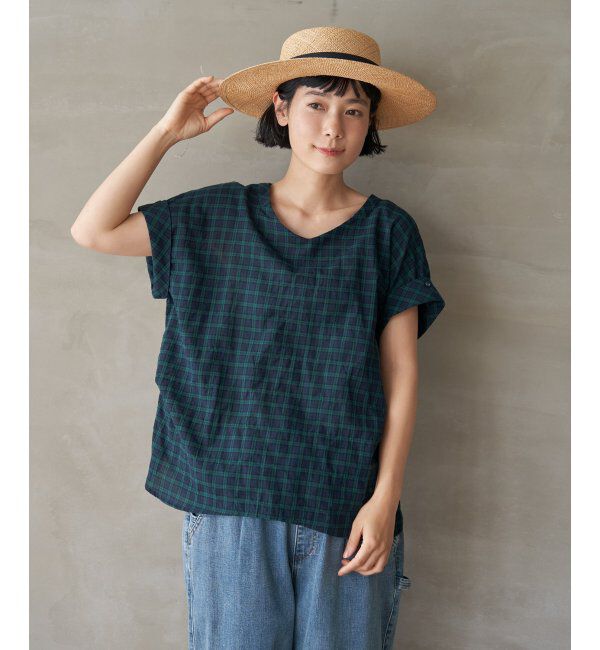 Lbc with Life「コットンPU袖ロールアップブラウス」|シャツ・ブラウス|