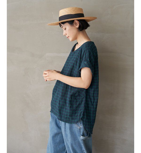 Lbc with Life「コットンPU袖ロールアップブラウス」|シャツ・ブラウス|