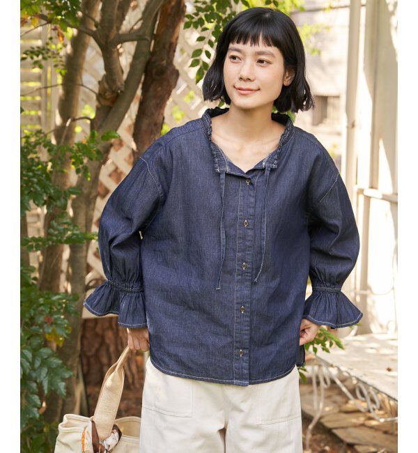 Lbc with Life「デニムコットンシャーリングブラウス」|シャツ・ブラウス|