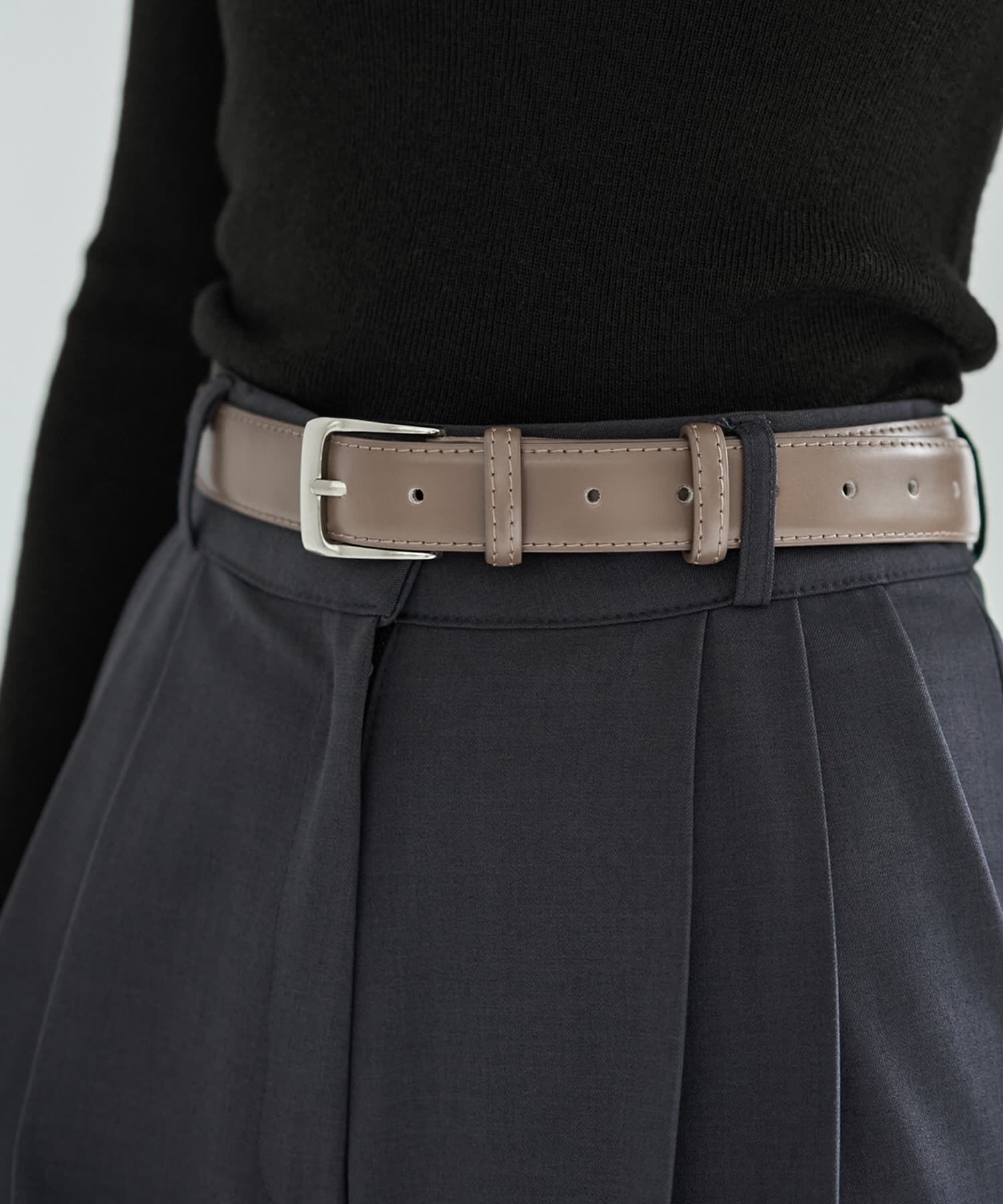 STYLE DELI「【DELI by】ミニマルリアルレザーベルト（シルバー）」|ベルト|