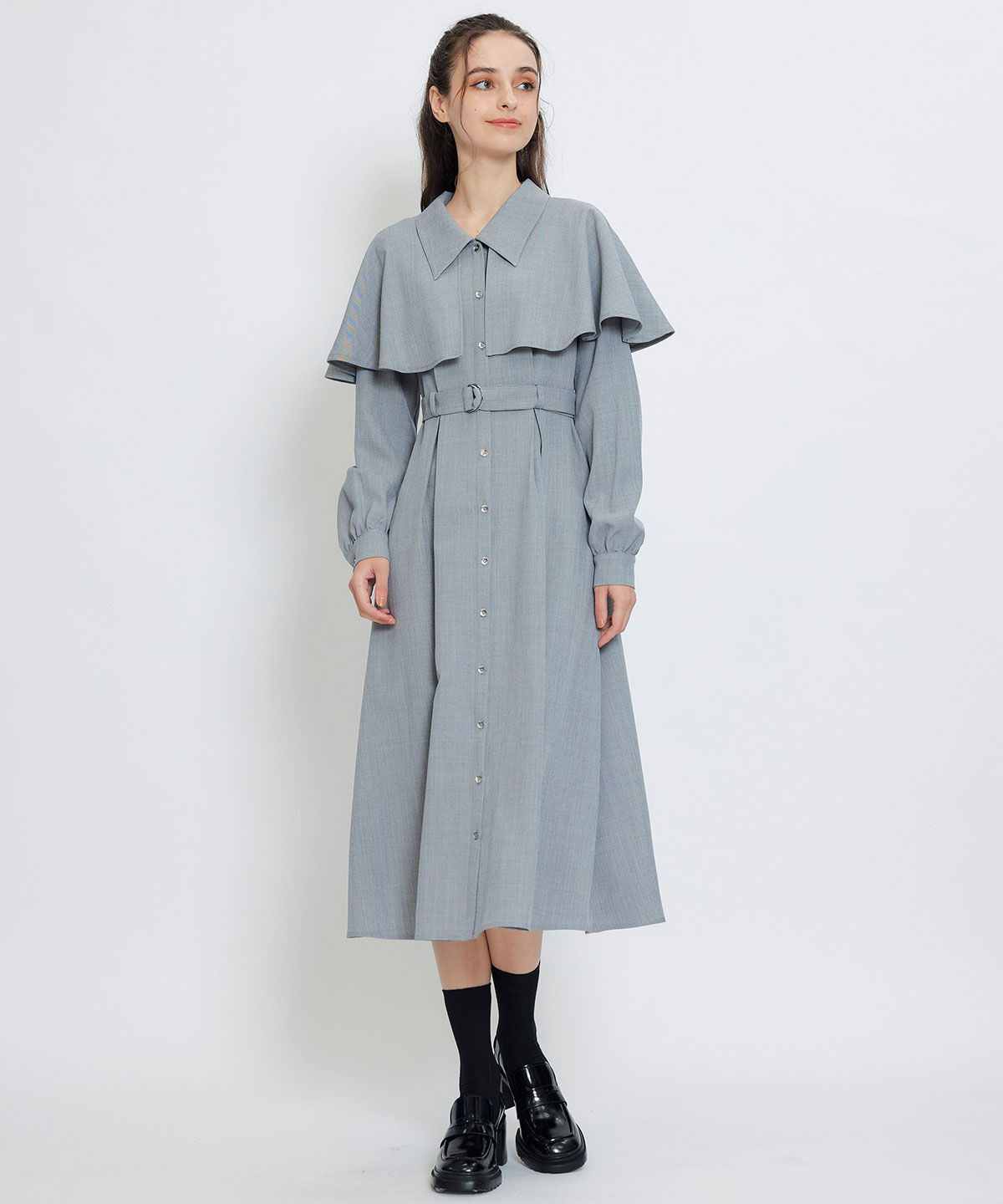 REDYAZEL「ケープライクロングフレアワンピース」|ワンピース|