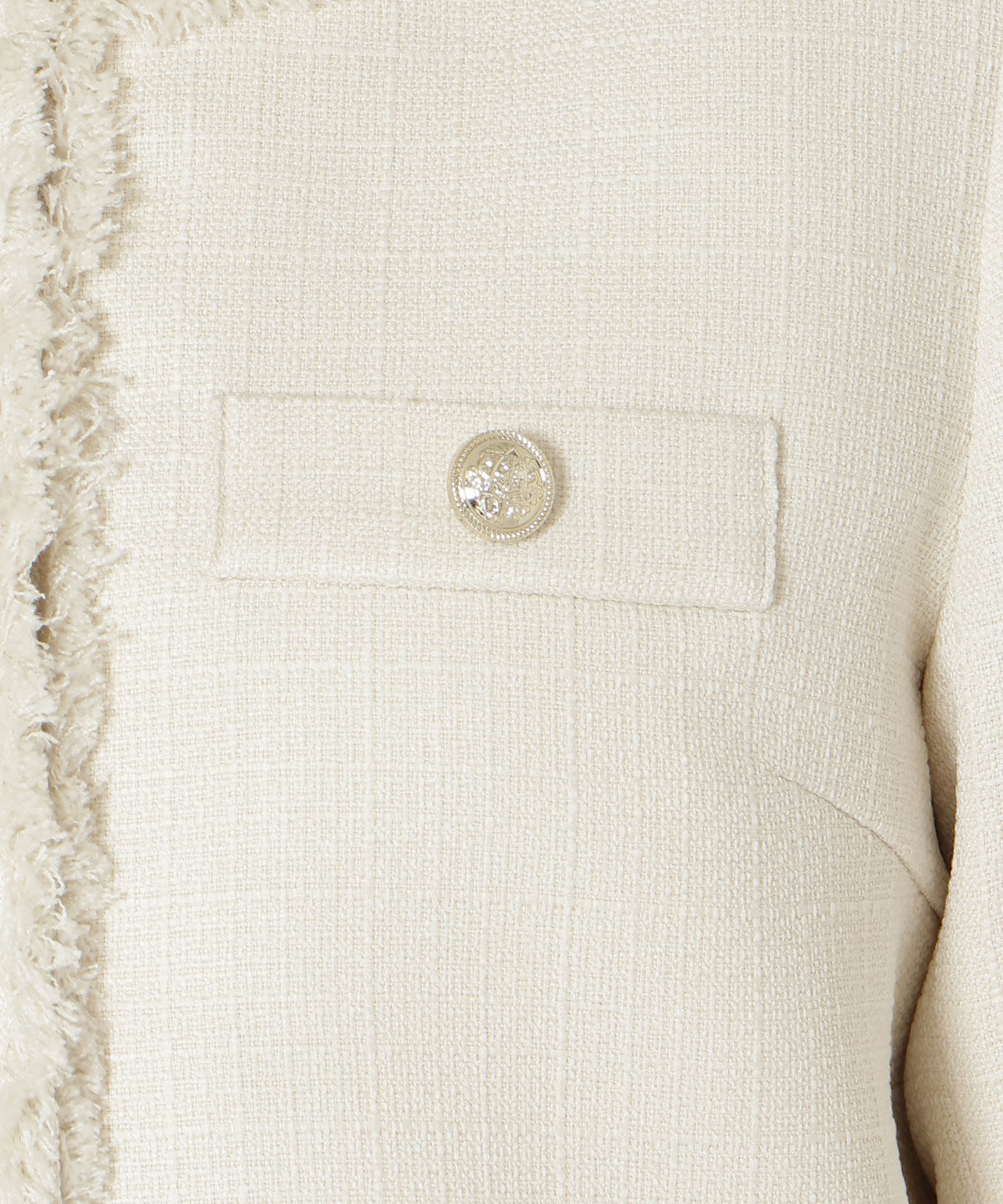 WILLSELECTION「ノーカラーフリンジツイードジャケット」|ノーカラージャケット|