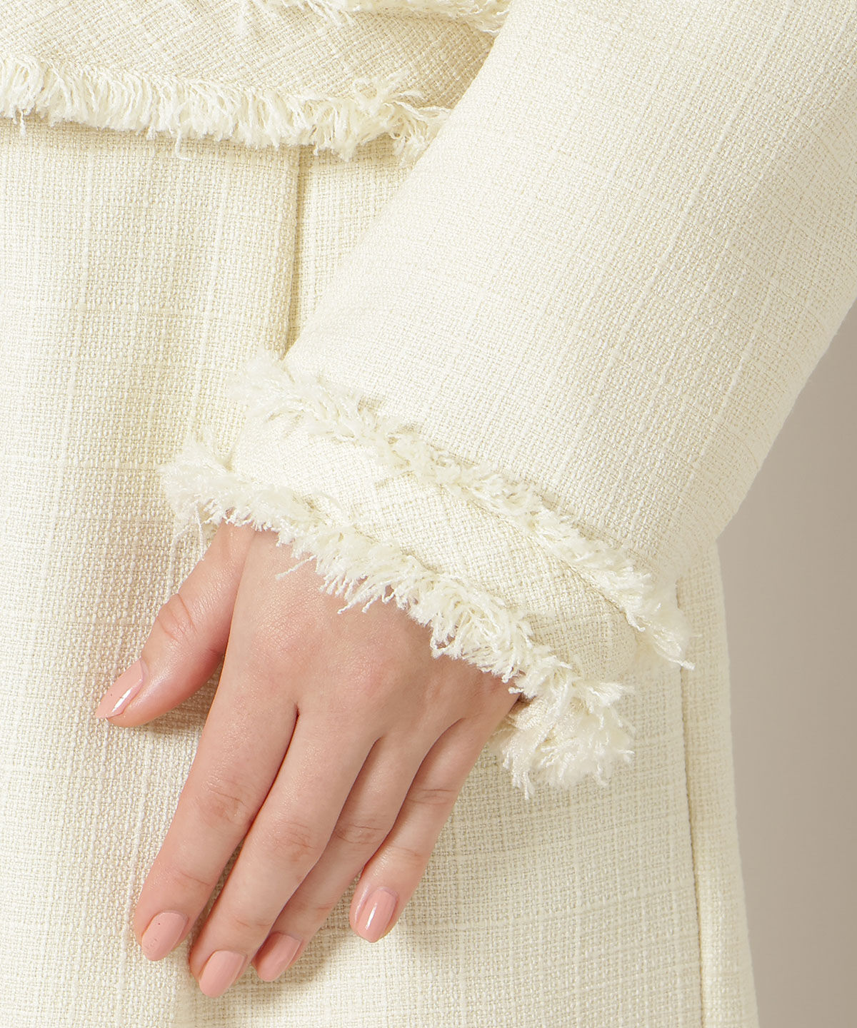 WILLSELECTION「ノーカラーフリンジツイードジャケット」|ノーカラージャケット|