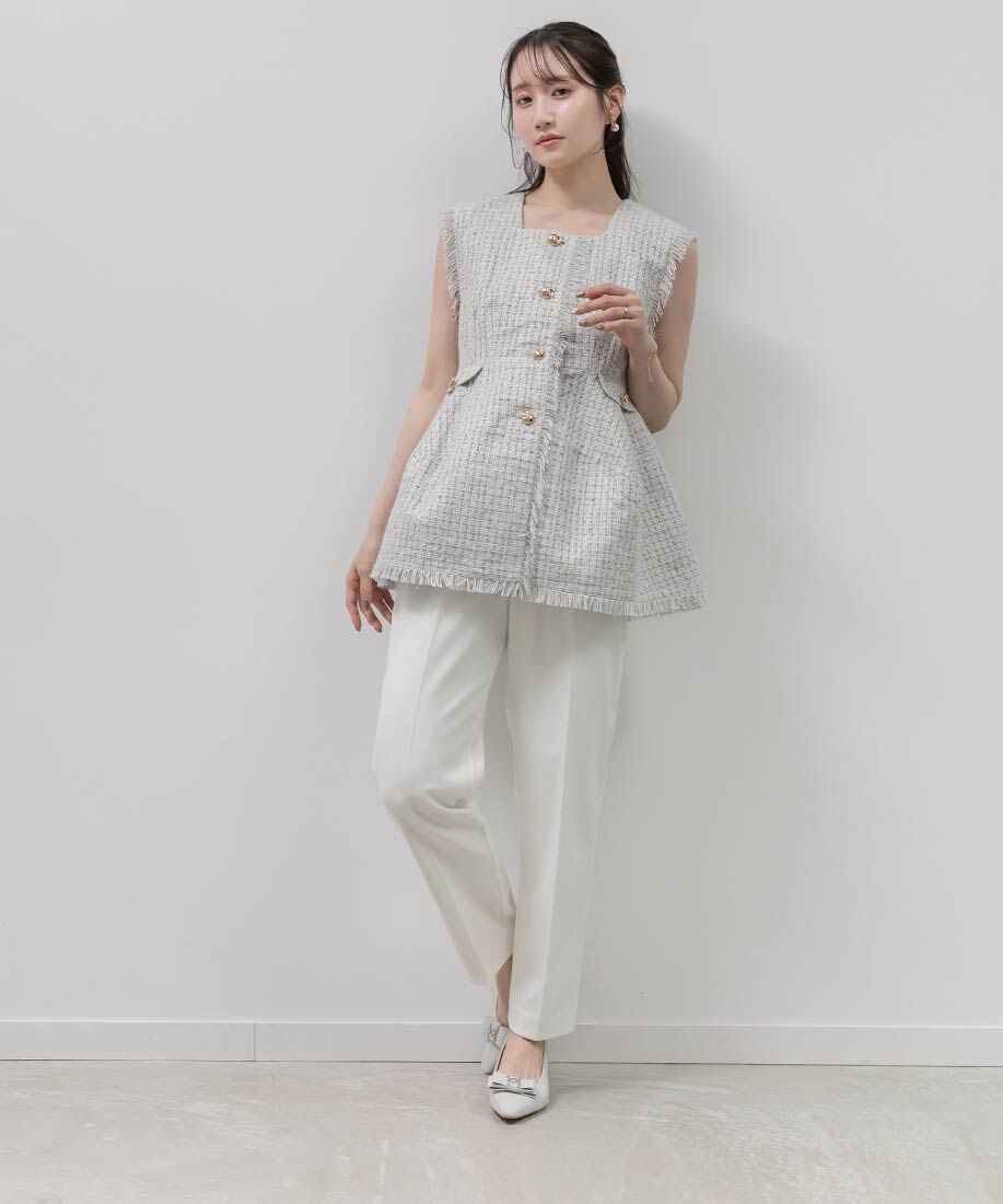  「2WAY ビジューモノグラムリボンパンプス」|パンプス|