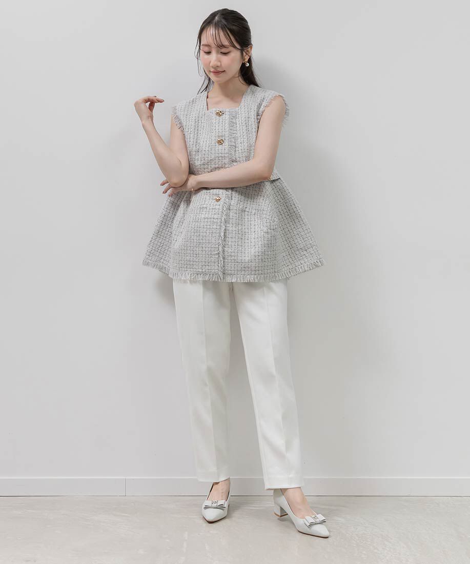  「2WAY ビジューモノグラムリボンパンプス」|パンプス|