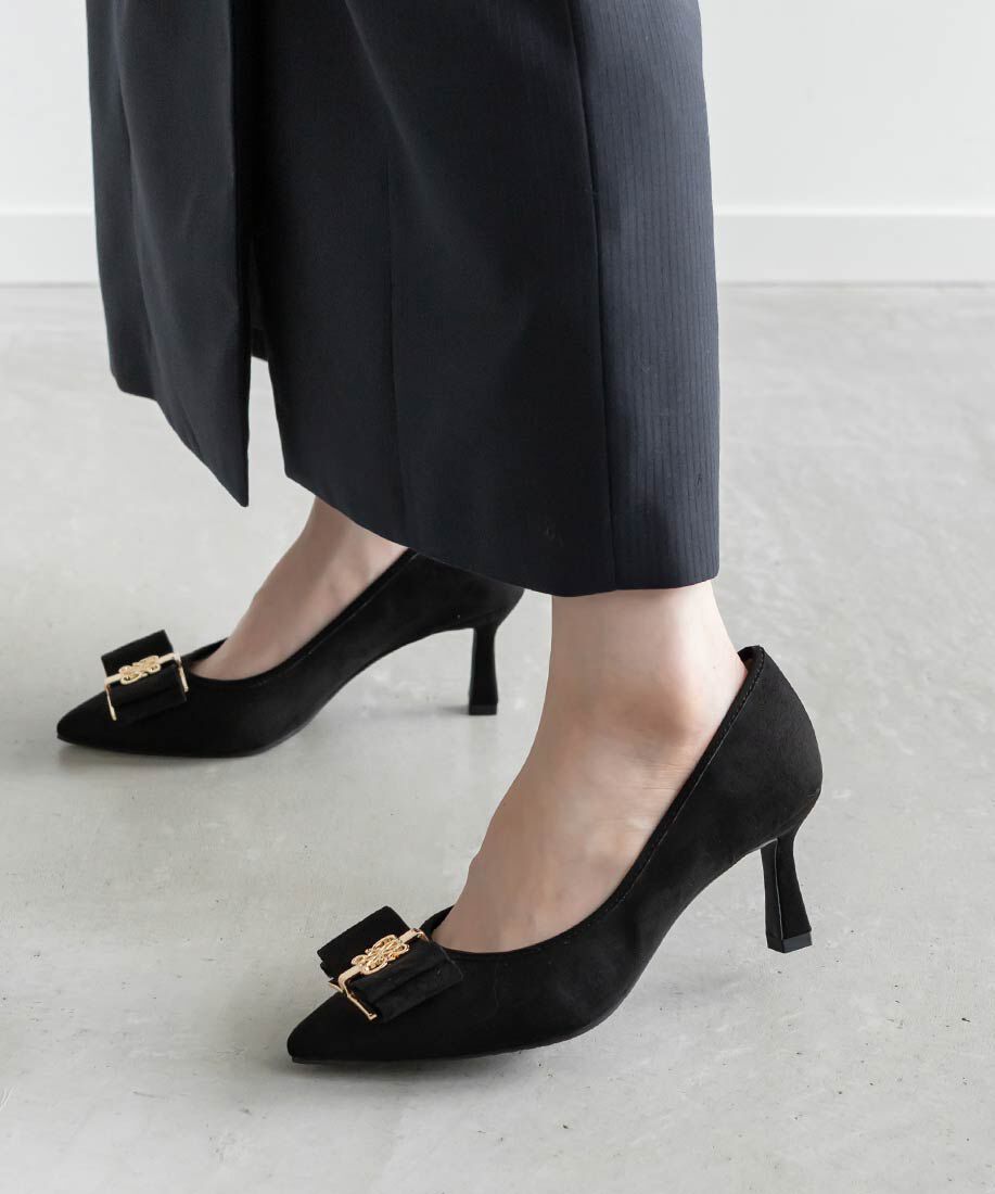  「【走れる美脚パンプス】モノグラムパーツリボンフィットパンプス」|パンプス|