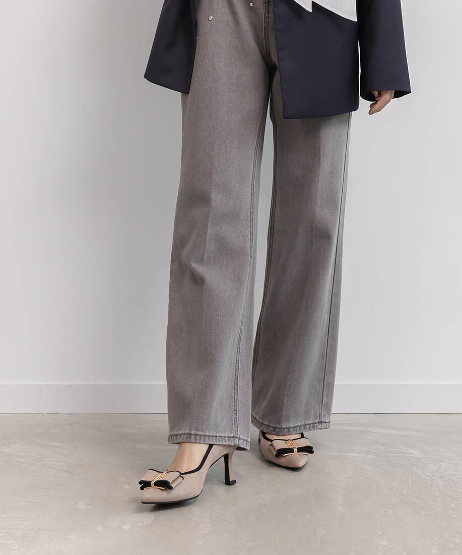  「【走れる美脚パンプス】モノグラムパーツリボンフィットパンプス」|パンプス|