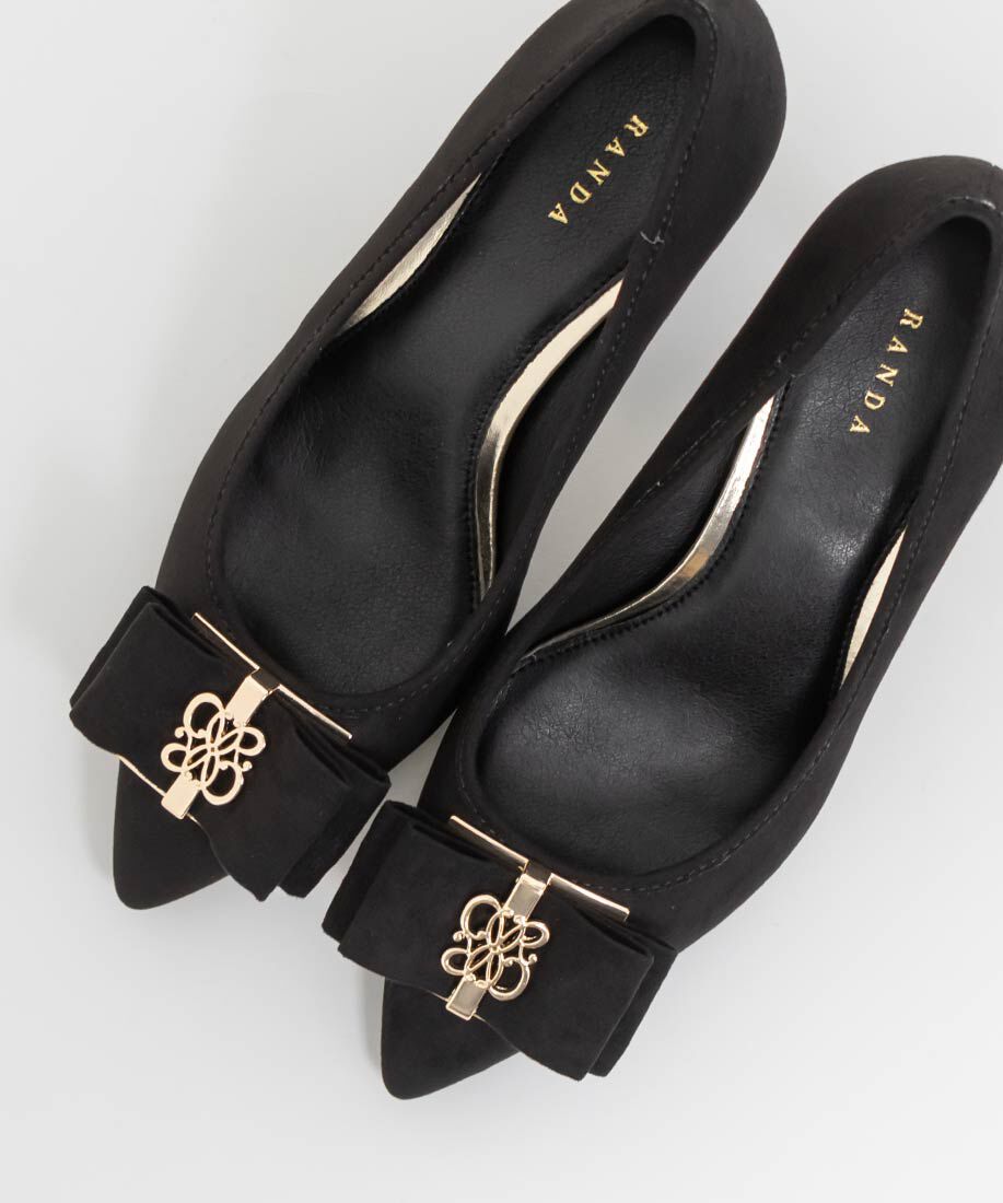  「【走れる美脚パンプス】モノグラムパーツリボンフィットパンプス」|パンプス|