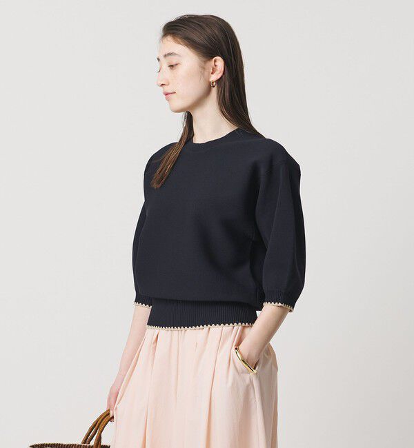 UNITED ARROWS「ハマグリステッチ パフスリーブ ニット ‐ウォッシャブル‐」|ニット・セーター|NAVY