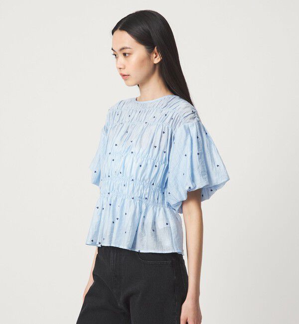 EMMEL REFINES「＜EMMEL REFINES＞EM ハートシシュウ シャーリング ブラウス」|シャツ・ブラウス|