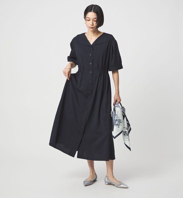 UNITED ARROWS green label relaxing「Vカラー フレア ボタン ワンピース」|ワンピース|