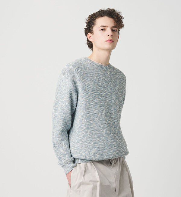 BEAUTY&YOUTH UNITED ARROWS「ガーター ステッチ スラブ クルーネック ニット ウォッシャブル」|ニット・セーター|COBALT