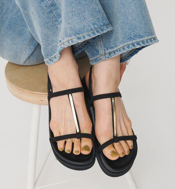 BEAUTY&YOUTH UNITED ARROWS「メタルプレート プラットフォーム サンダル」|サンダル|BLACK