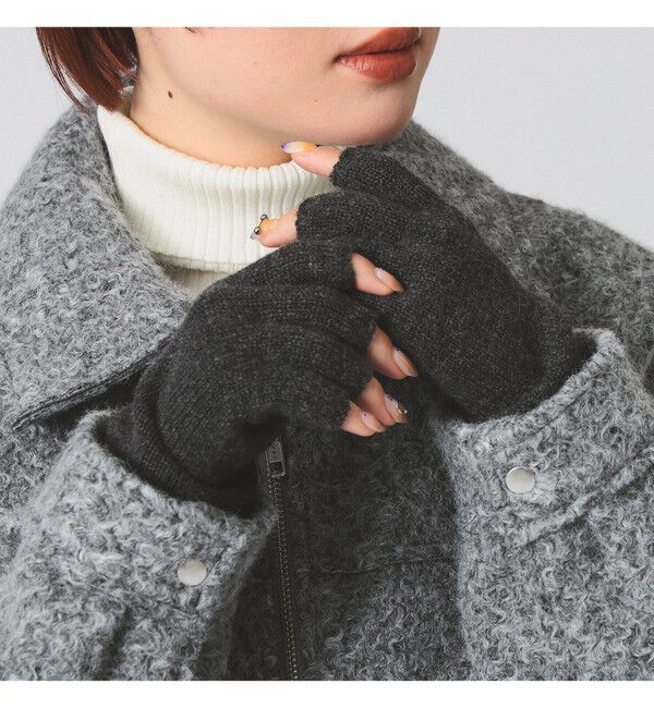 Ray BEAMS 「カシミヤ フィンガーレス グローブ 25AW」|手袋|CHARCOAL.GREY