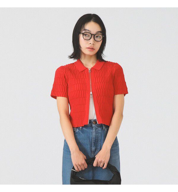 Ray BEAMS 「リブ ジップ ポロ カーディガン」|カーディガン|